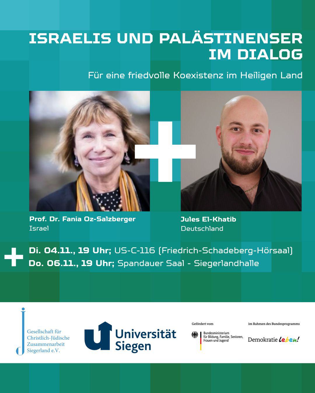 Vortrag und Diskussion mit Prof. Dr. Fania Oz-Salzberger und Jules El-Khatib